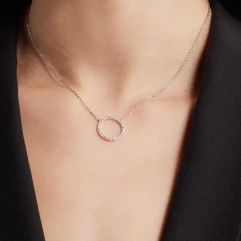 Pavé Open Circle Pendant Necklace.